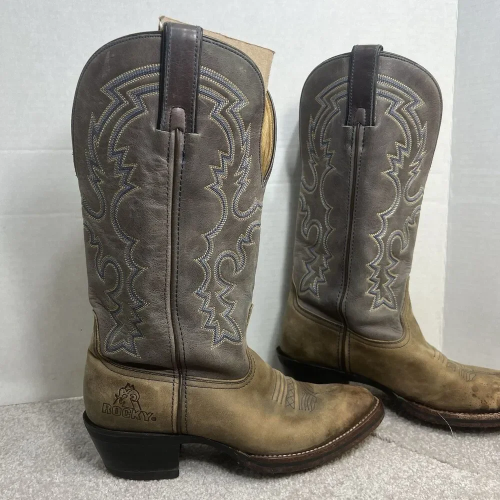 Rocky Men Size 6 Western Boots Brown Tan Waterproof Comfort‎ Workwear
